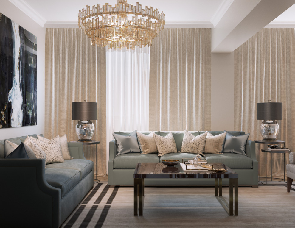 Мягкий эклектичный интерьер квартиры 205 кв.м.