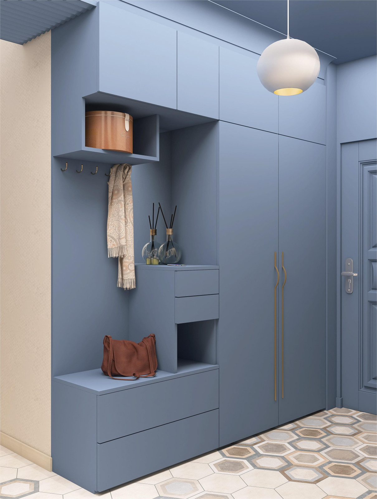 Коридор сложной архитектуры в 3-х комнатной квартире.