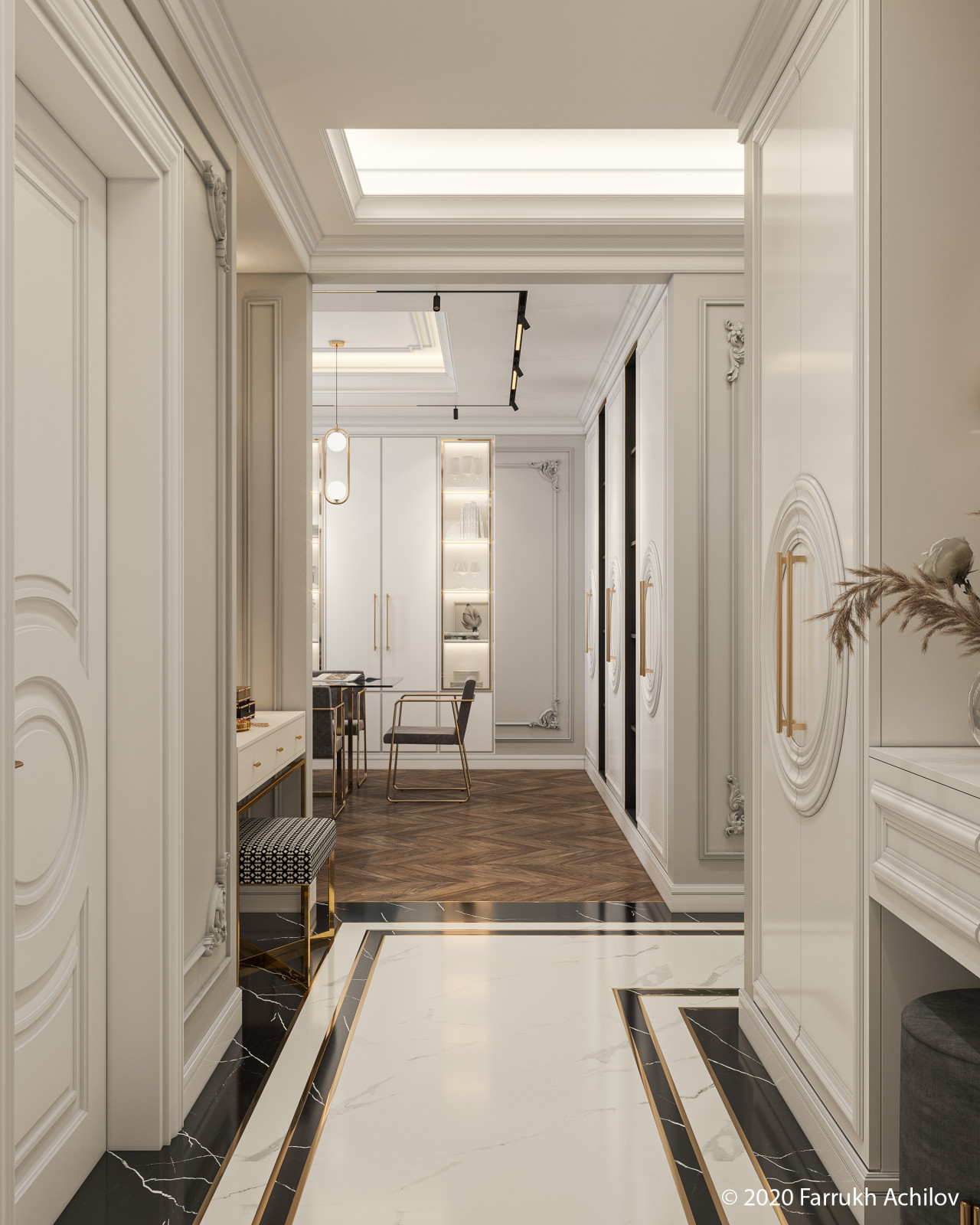 Обложка проекта: 3 комнатная квартира в неоклассическом стиле