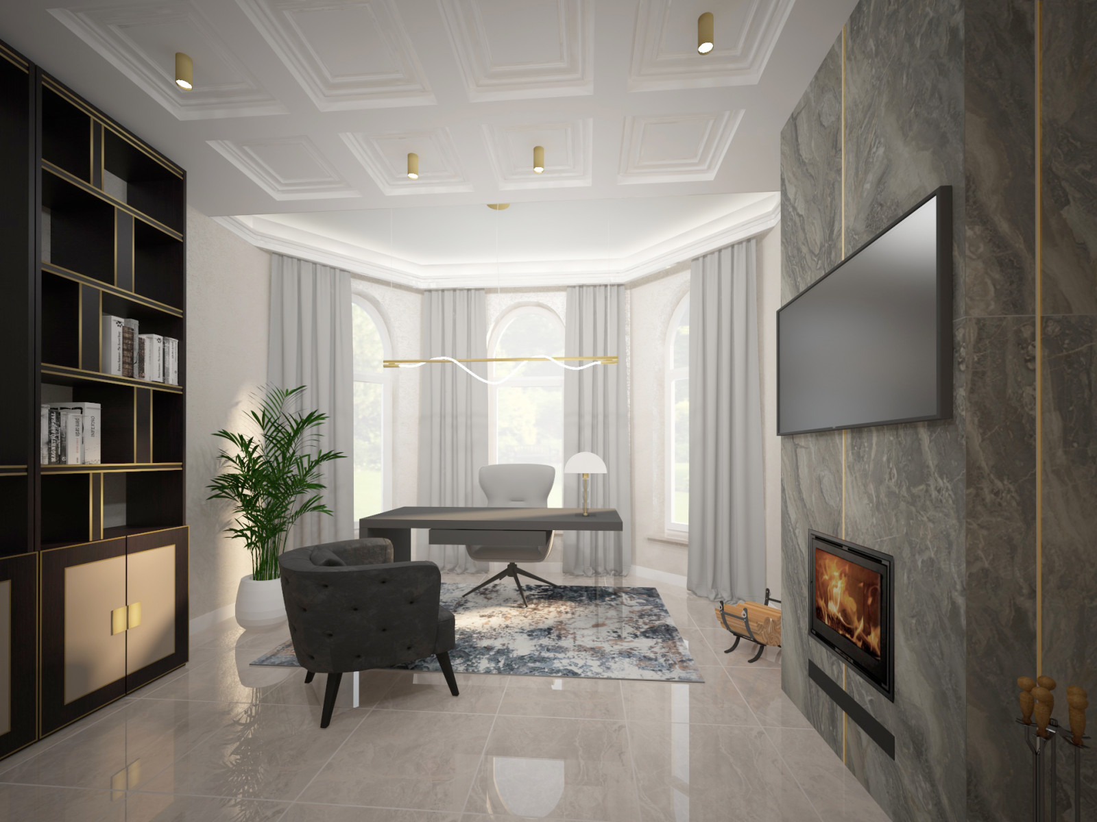 Обложка проекта: Интерьер кабинета в частном доме.