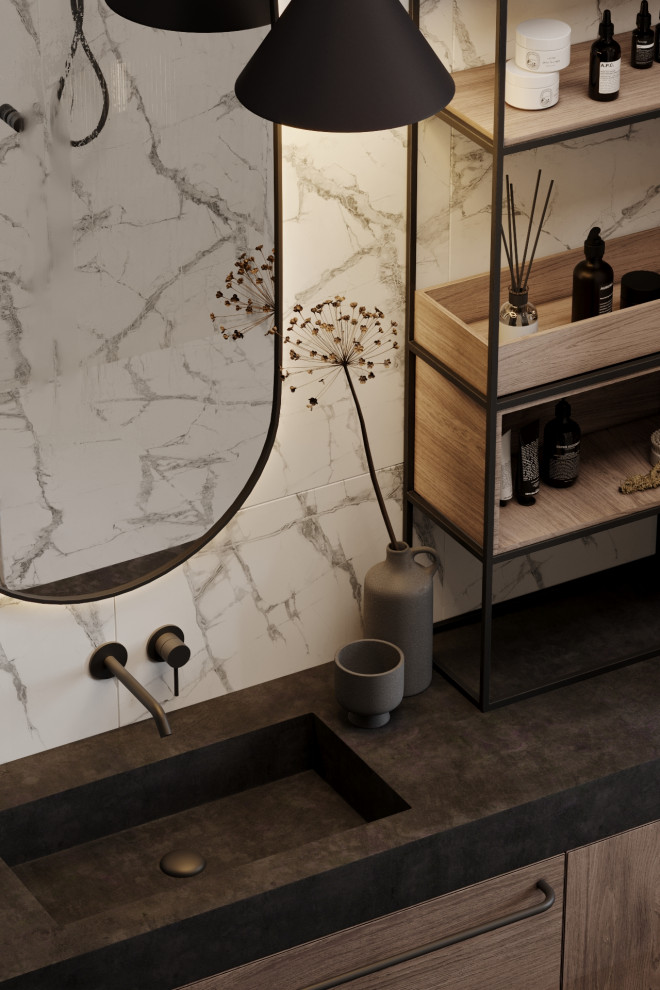 Визуализация кабинета и санузла в коттедже в д. Конохово