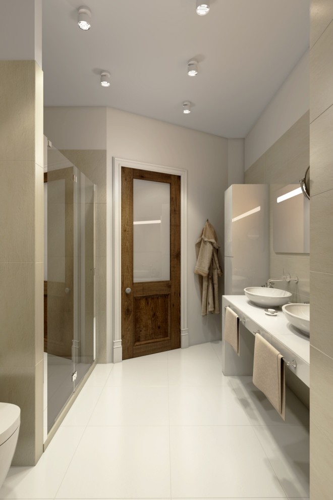 Ванная комната для родителей в тёплых тонах