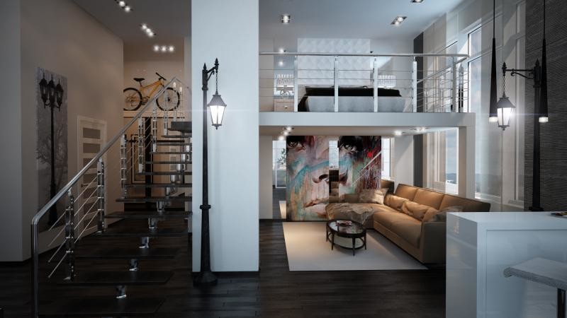 Двух уровненная квартира студия