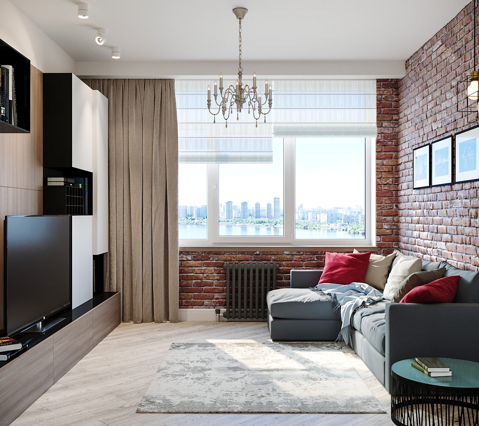 Женственный лофт в ЖК Триколор (визуализация)