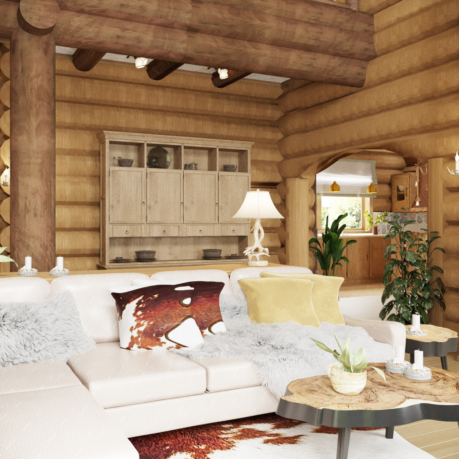 Деревянный дом из дикого бревна