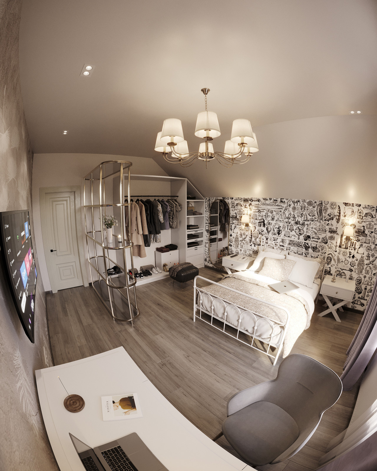 Обложка проекта: Дизайн и 3д-визуализация детской в загородном доме