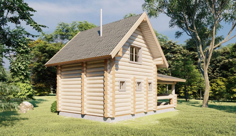 Баня из бревна с мансардным этажом