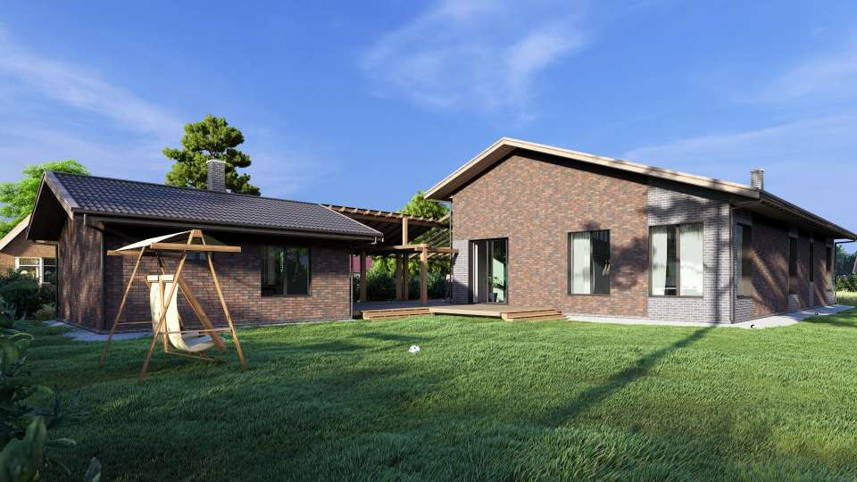 Одноэтажный дом из кирпича