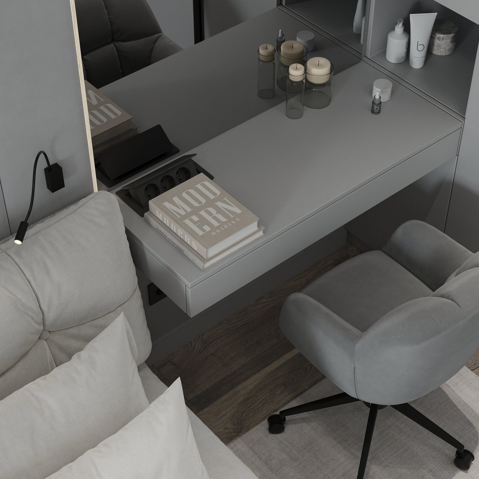 Проект квартиры для молодой семьи в Екатеринбурге. Спальня