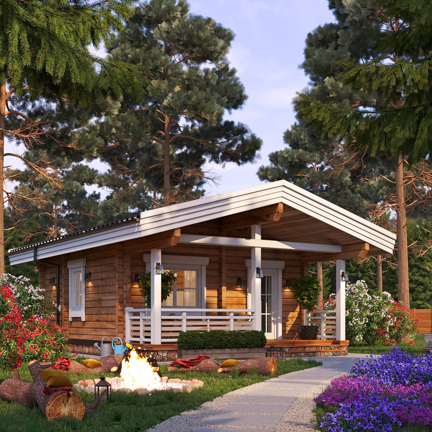 Обложка проекта: Типовой проект бани/гостевого дома из бруса 42,75 кв.м.