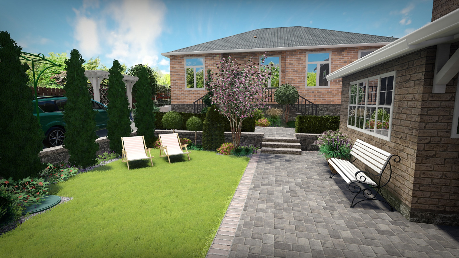 Ландшафтный проект с террасированием участка