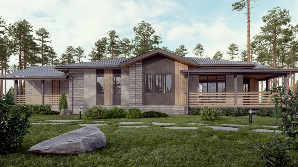 Проект одноэтажного дома в современном стиле.