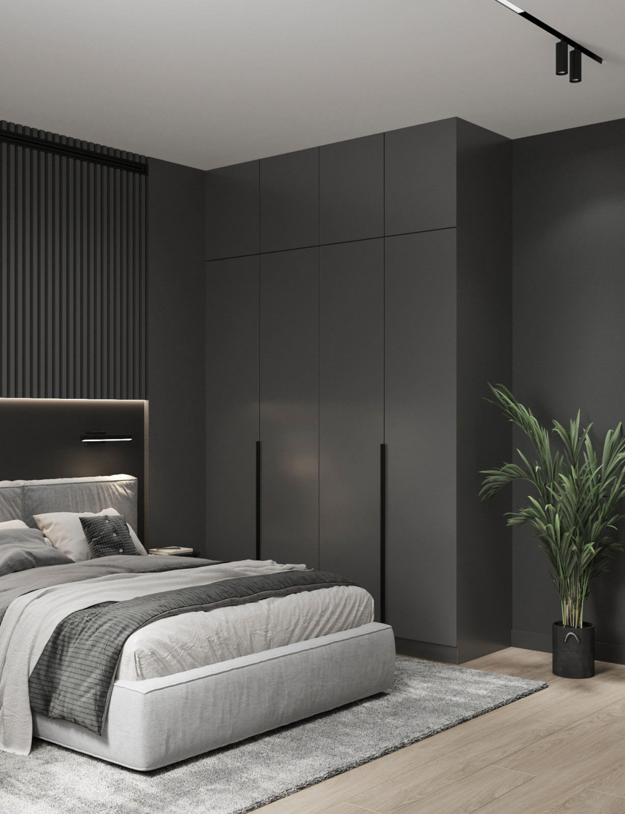 Стильный интерьер коттеджа с женской и мужской спальнями