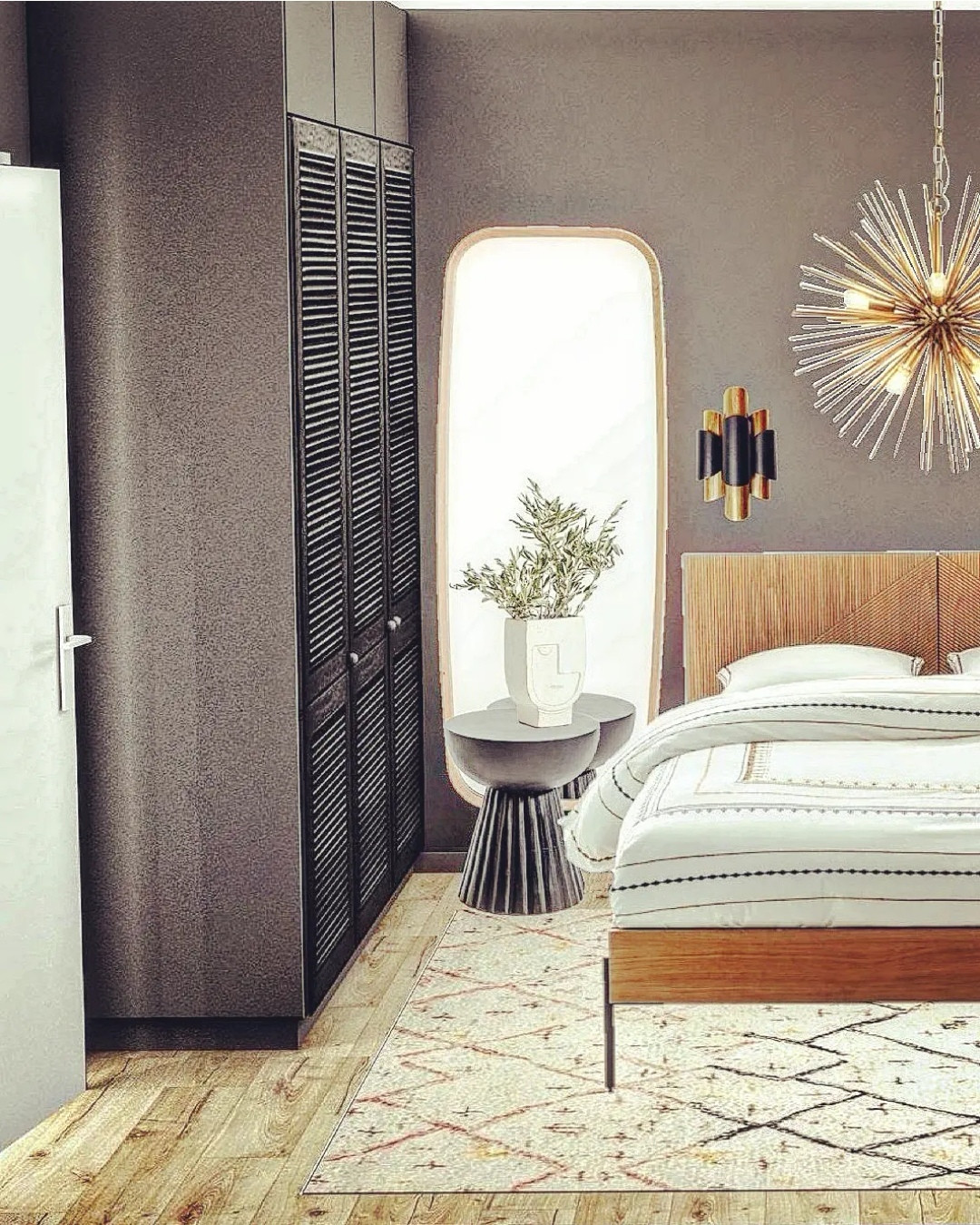 Обложка проекта: Проект спальни с тёмными стенами