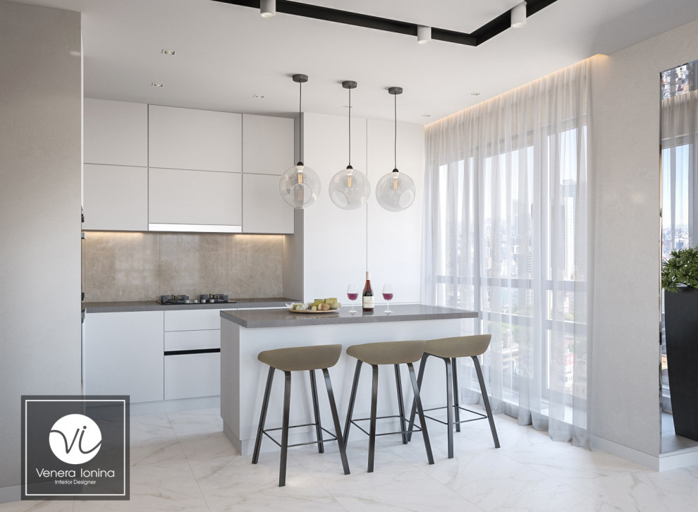 Дизайн гостиная-кухня