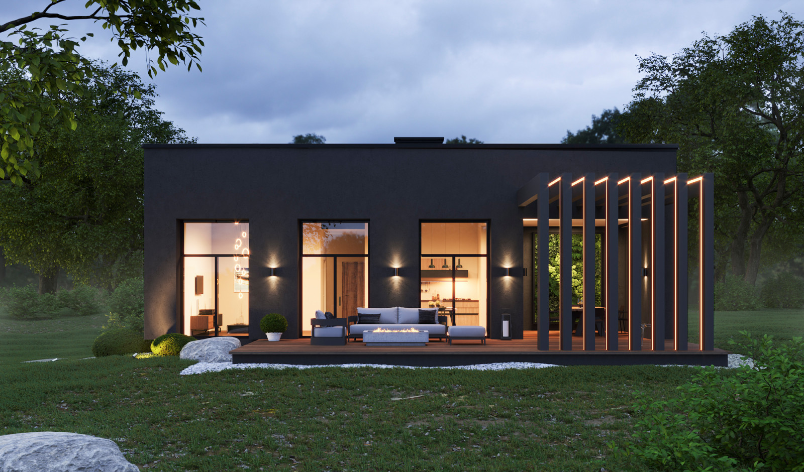 Обложка проекта: Современный дом для одной семьи простой формы с гаражом на одну машину