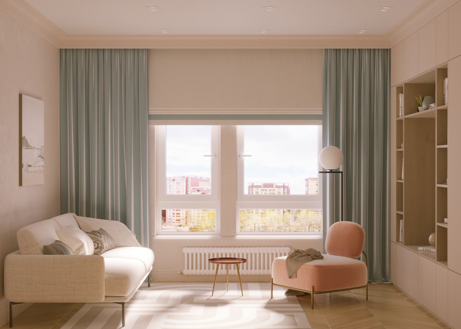 Дизайн-проект однокомнатной квартиры 40 м2 - «Летний бриз»