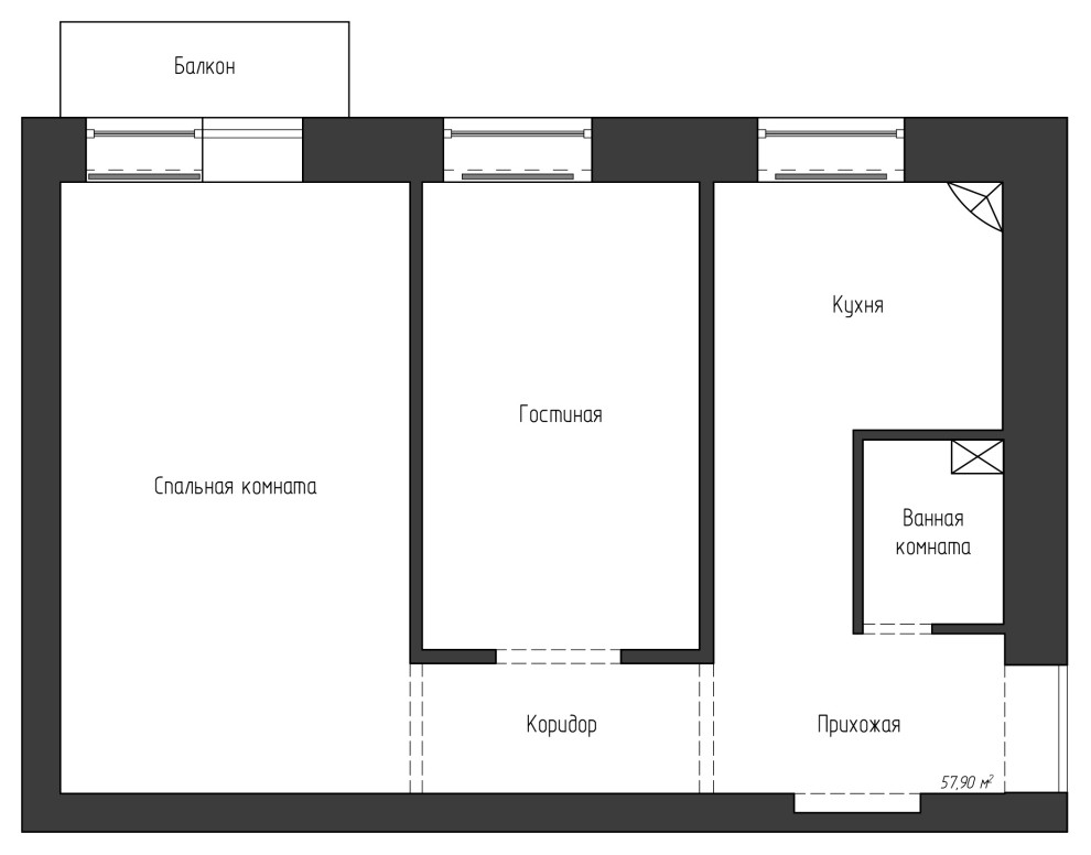 Дизайн-проект. 2-хкомнатная квартира на набережной. Москва. 2019 г.