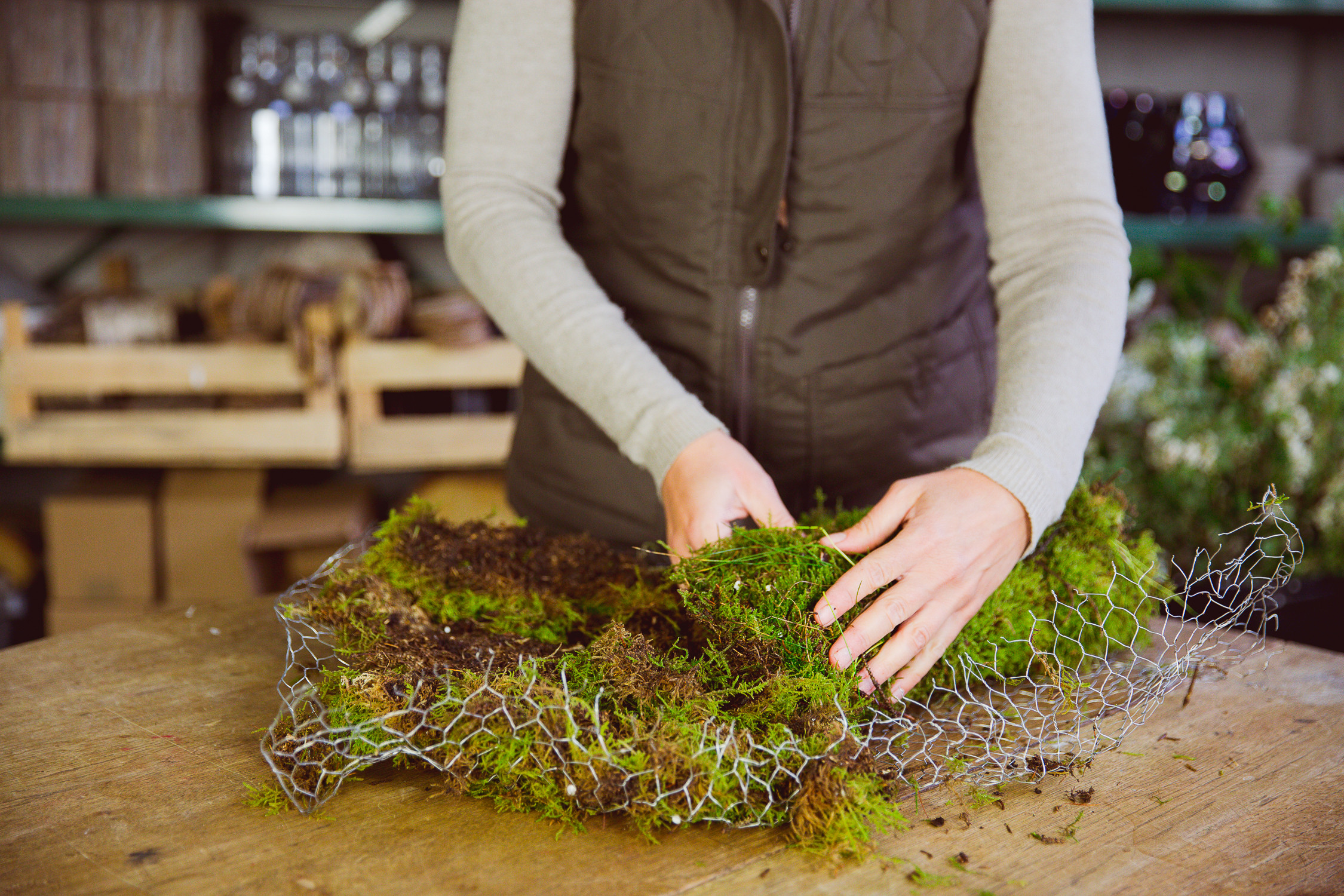 Своими руками: Композиция изо мха и цветов