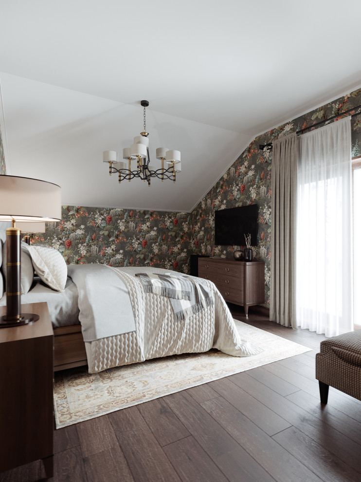 Спальня загородного дома с гардеробной, 29 кв.м