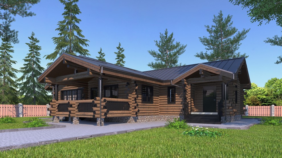 дом одноэтажный из бревна