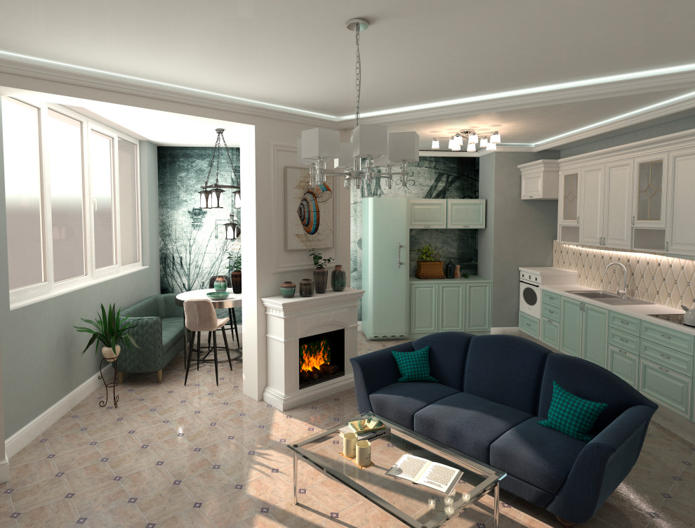 Обложка проекта: Совмещение кухни и гостиной, классика