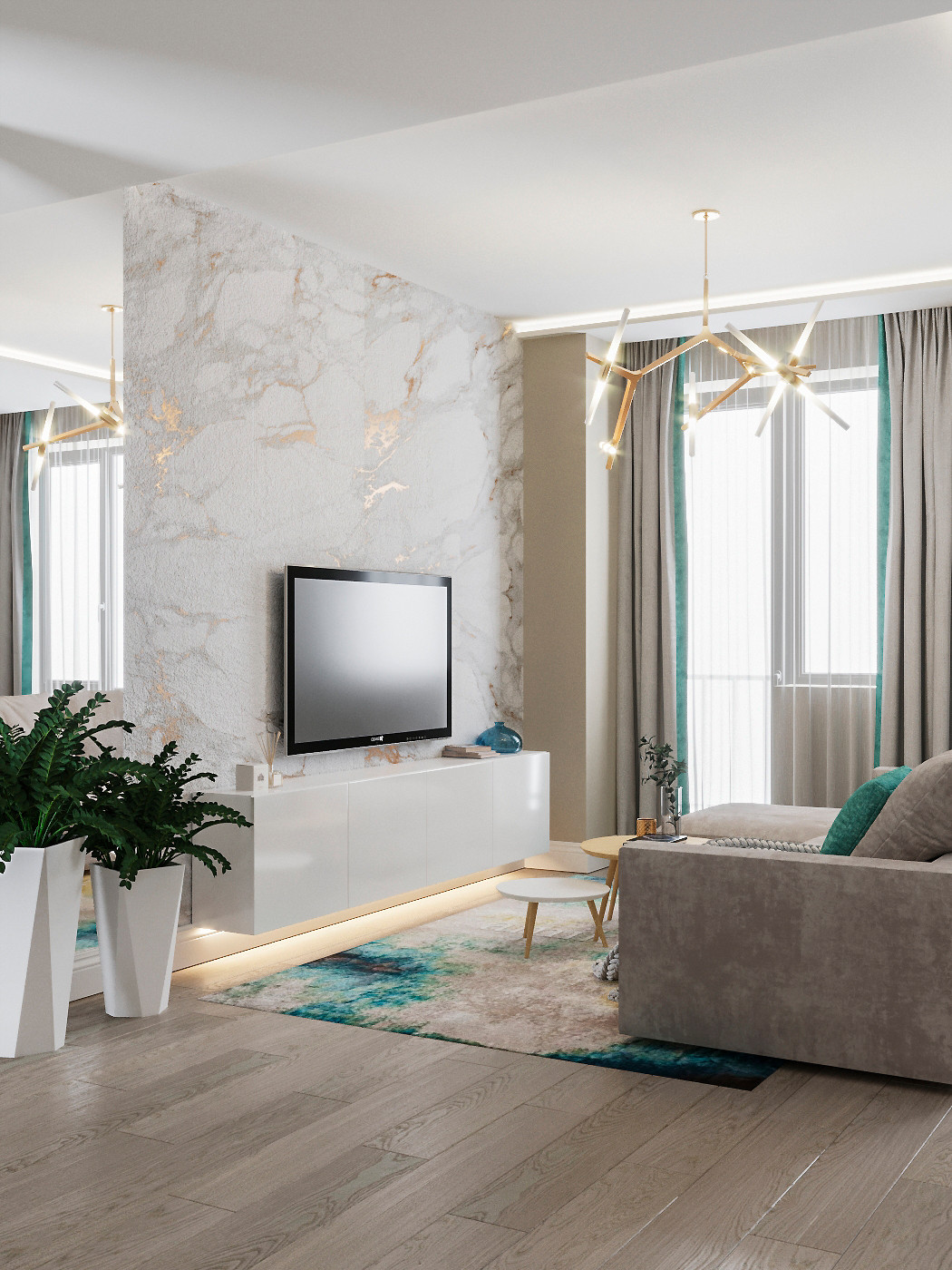 Светлый современный дизайн квартиры для молодой семьи