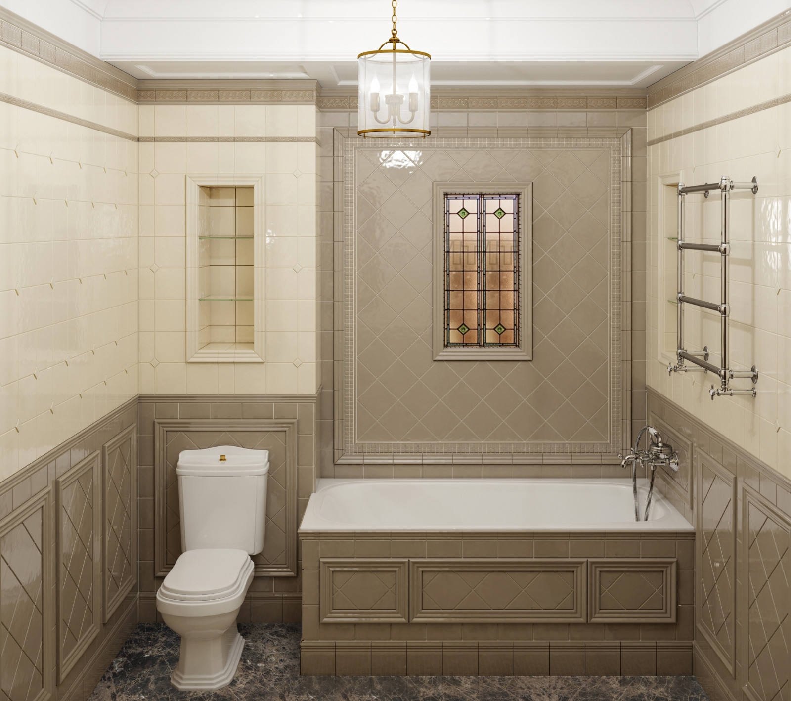 Интерьер частного дома. Гостевая ванная