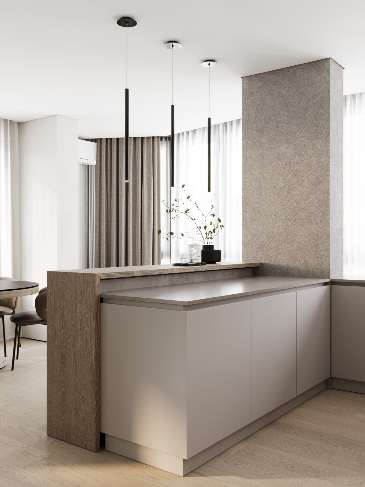 Интерьер квартиры с панорамными окнами