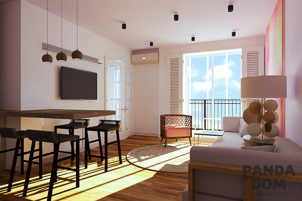 Светлая и разноцветная квартира для молодой девушки.