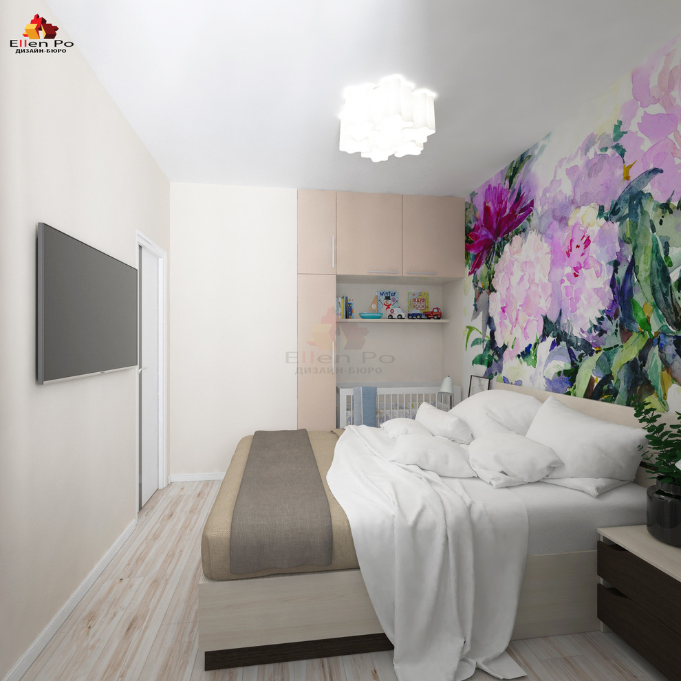 Дизайн однокомнатной квартиры, современный стиль с элементами скандинавского.