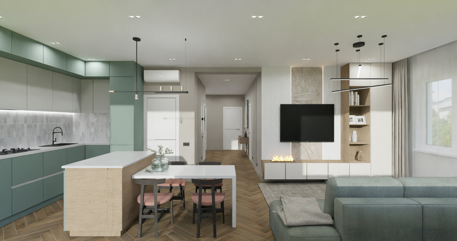 Загородный одноэтажный дом в современном стиле