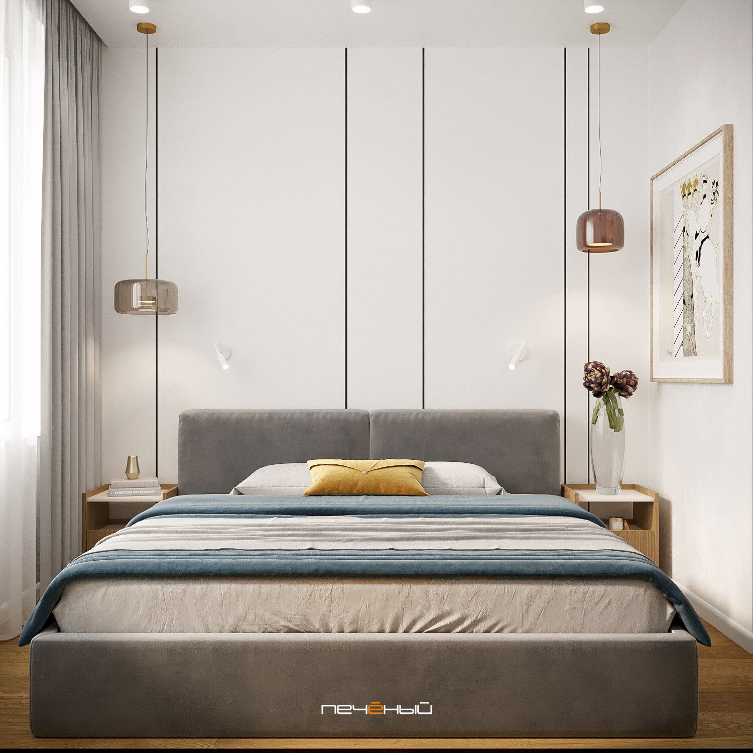 2025 Дизайн 1-комнатной квартиры 55 м² в современном стиле, Москва, ЖК Лица