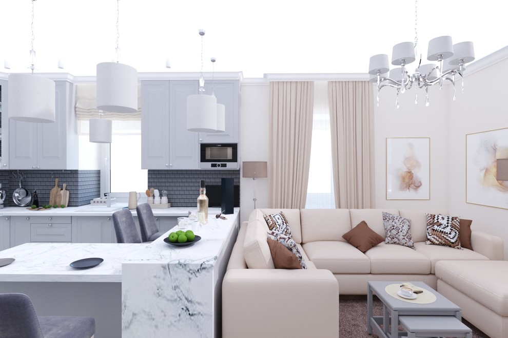 кухня гостиная в стиле классическом стиле