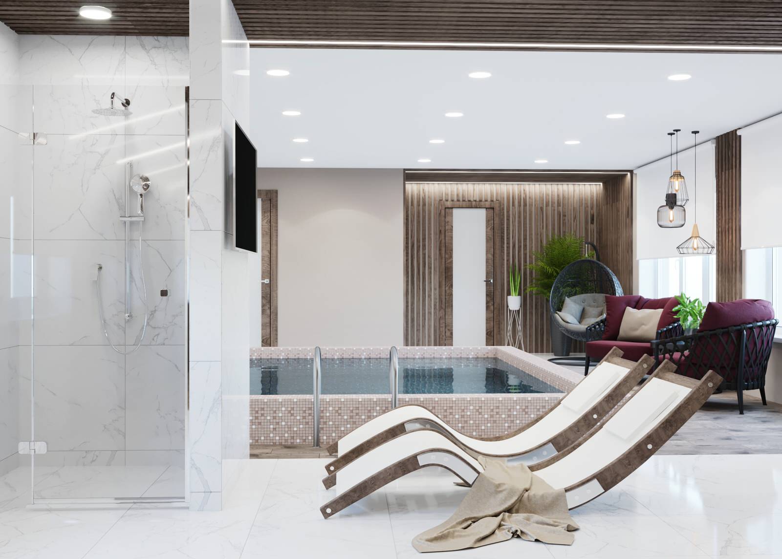 Банно-помывочный комплекс с бассейном.