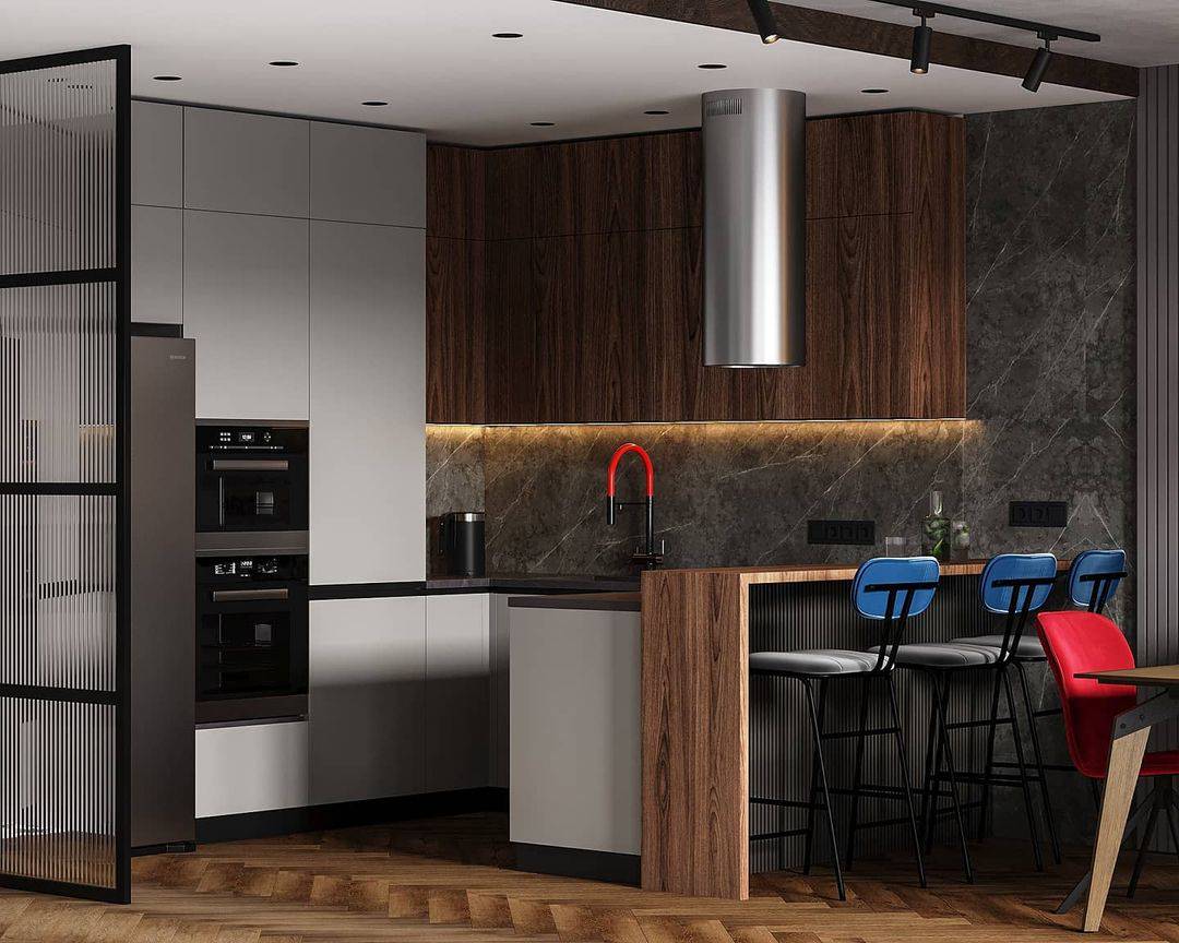 Проект кухни - гостиной 32м2