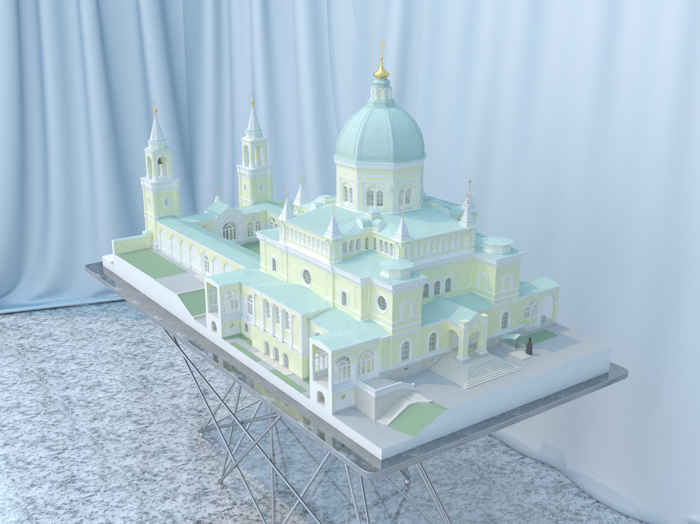 Эскиз макета собора Ивановского монастыря