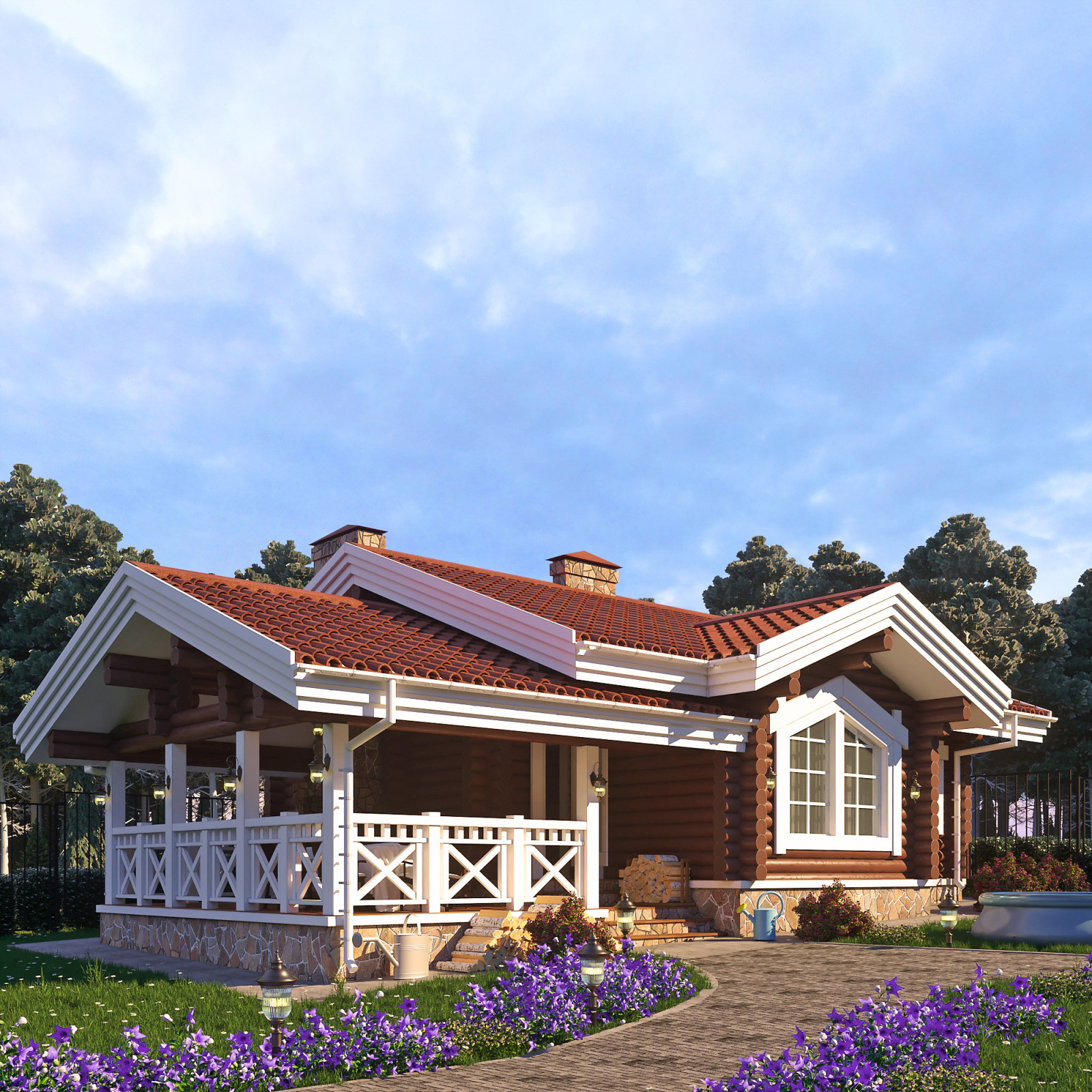 Проект бани из оцилиндрованного бревна в Домодедово