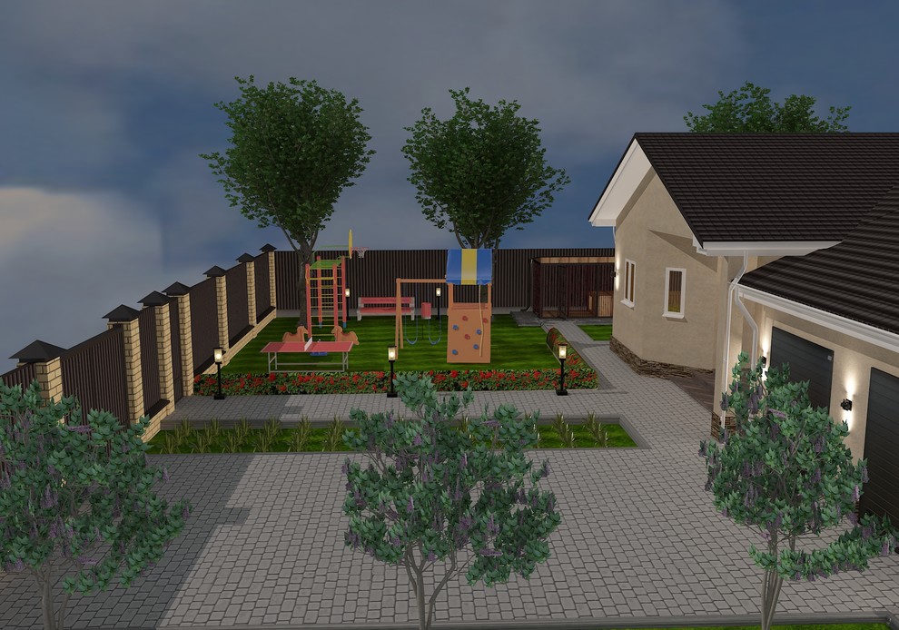 Благоустройство территории частного дома.