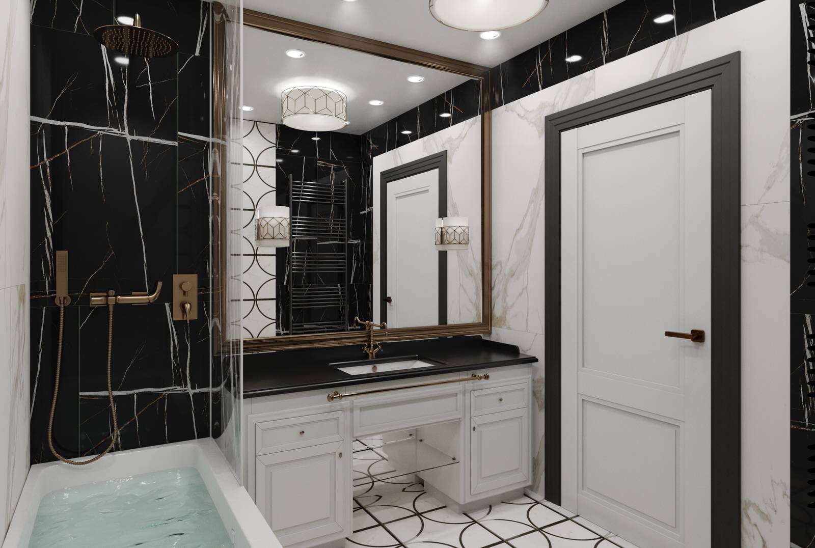 Обложка проекта: Ванная комната из проекта трехкомнатной квартиры ЖК «СКАНДИС»