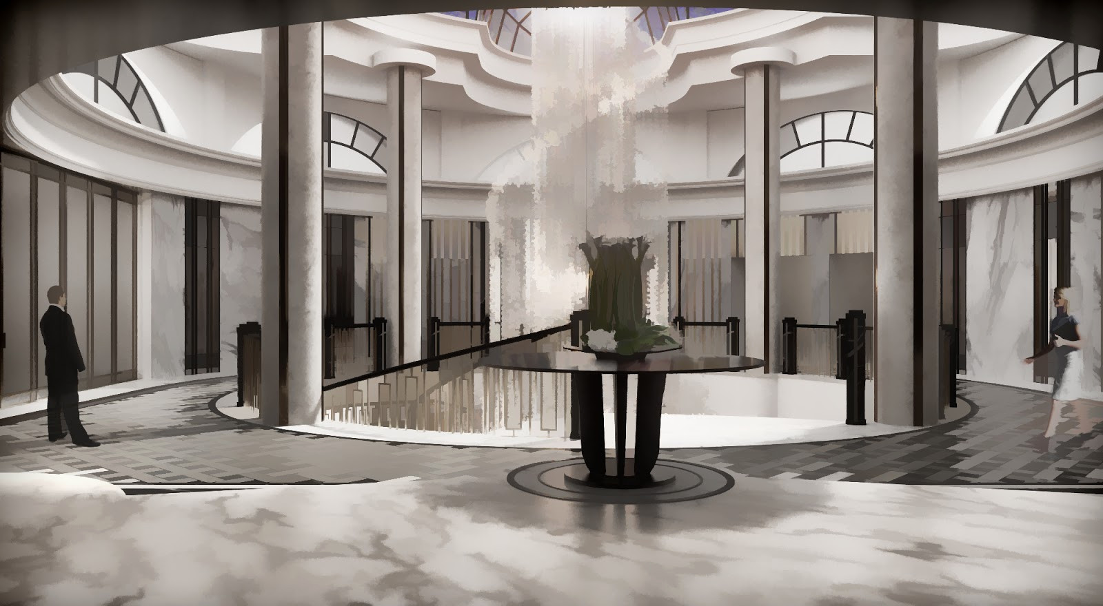 Visualizations of ground floor of Moscow Marriott Tverskaya Hotel