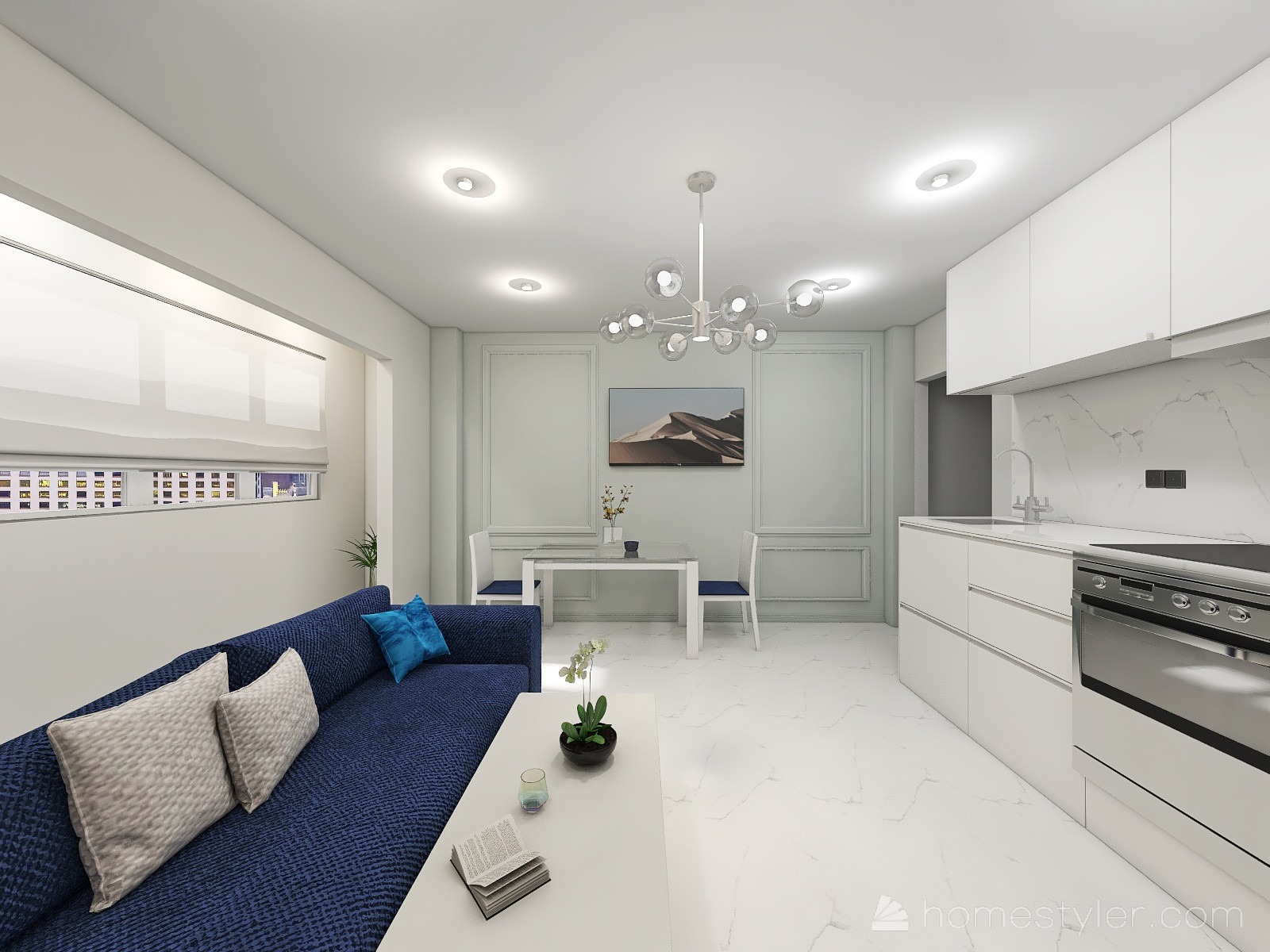 Гостиная на 9 этаже с видом на город (вариант 3)