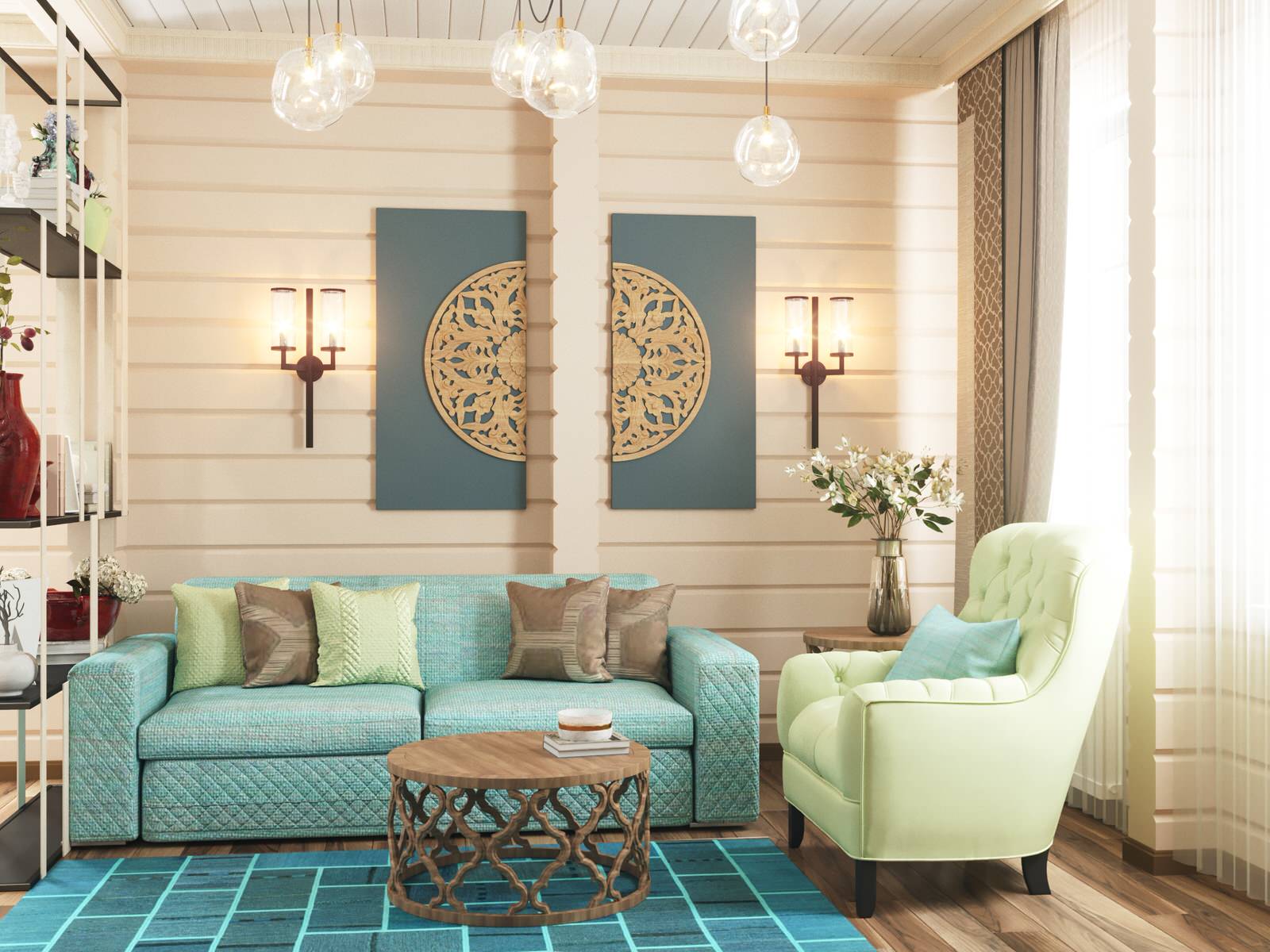 Кухня-гостиная в срубовом доме