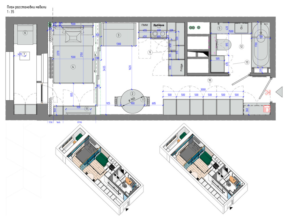 Обложка проекта: Дизайн-проект квартиры-студии в Подмосковье