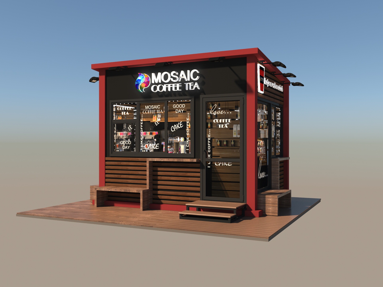 Эскизный проект торгового кофейного модуля в городской среде