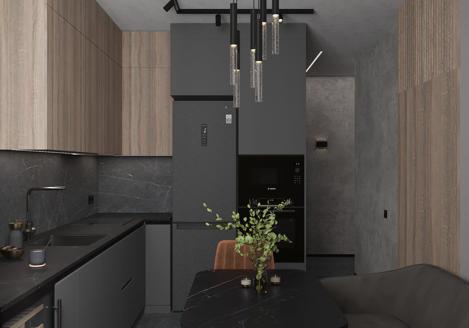 Евродвушка для молодой пары в темных оттенках