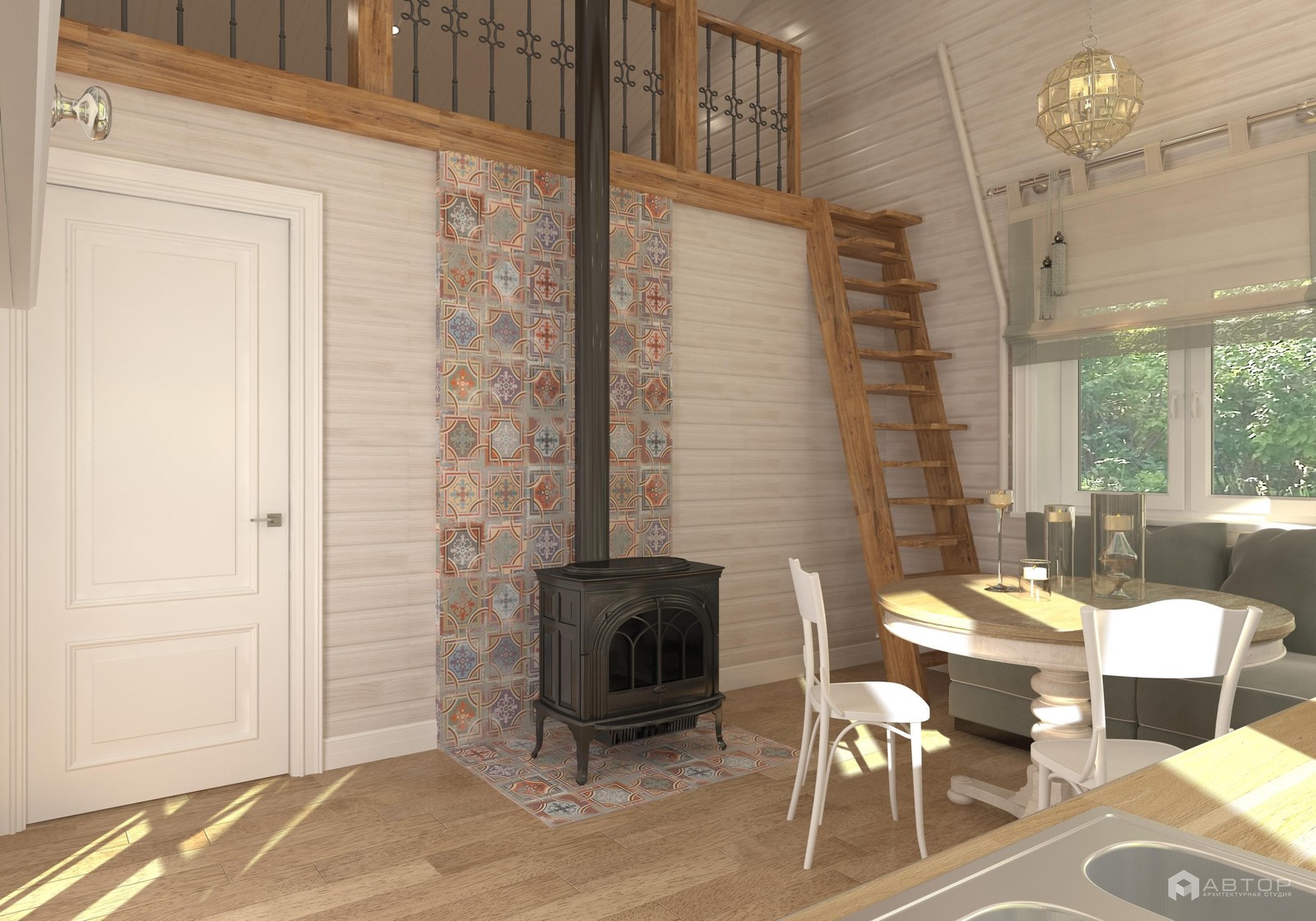 Одноэтажный загородный дом с баней