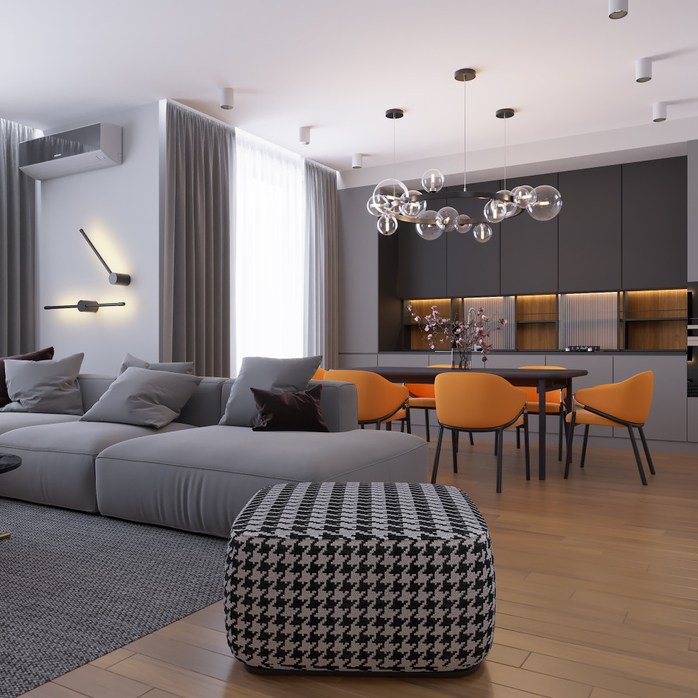 Обложка проекта: кухня-гостиная в доме