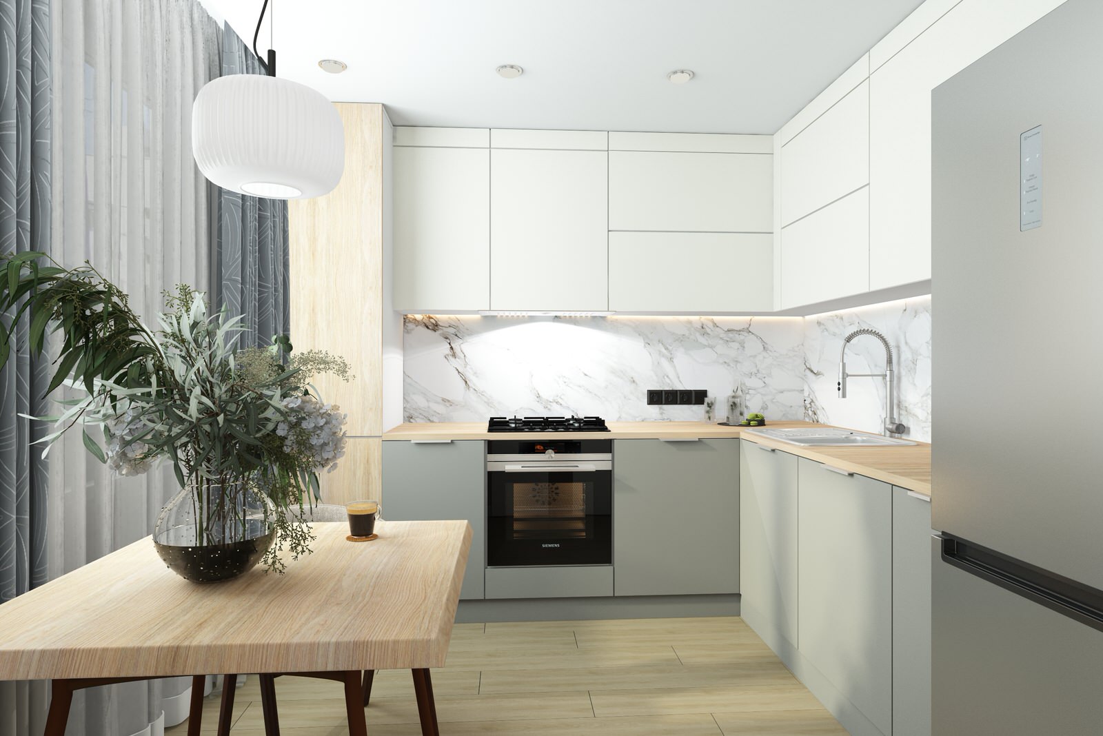 Обложка проекта: Кухня из проекта трехкомнатной квартиры для семейной пары