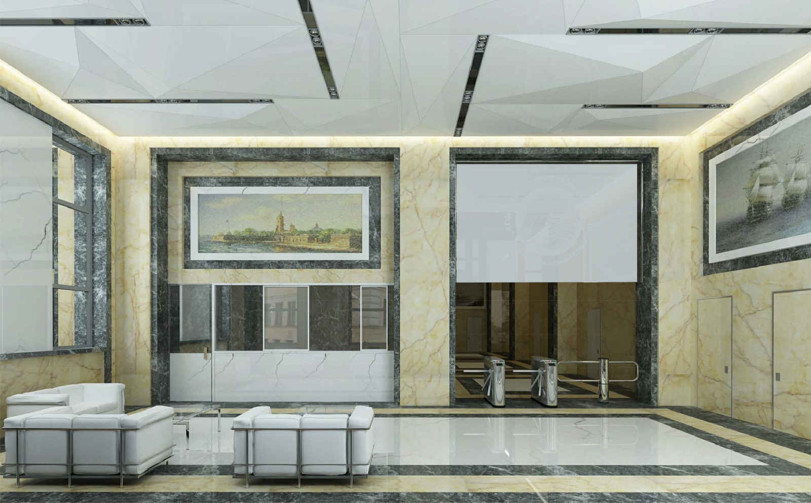 Дизайн-проект интерьера проходной завода в Санкт-Петербурге